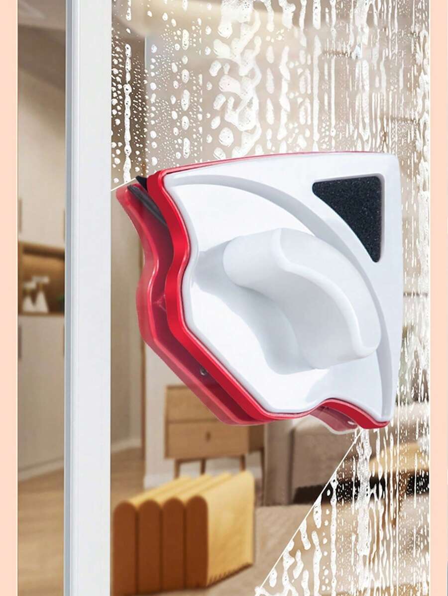 Limpiacristales magnético de doble cara, adecuado para vidrio simple de 3-8 mm, diseño triangular, fuerza magnética fuerte, sin necesidad de electricidad, esponja tipo escobilla, característica de seguridad anti-pellizco, fabricado en material ABS